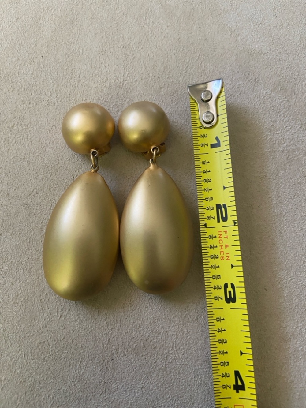 Vintage Matte Gold Teardrop Drop Earrings